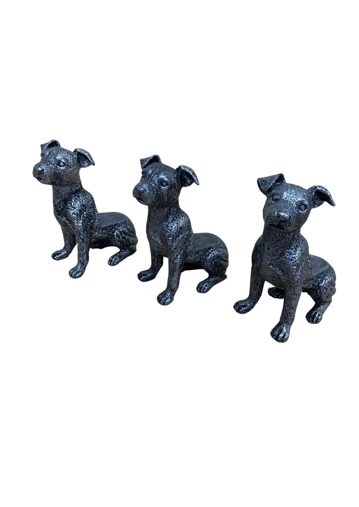 Set of Silver Jack Russell Dog Pot Risers