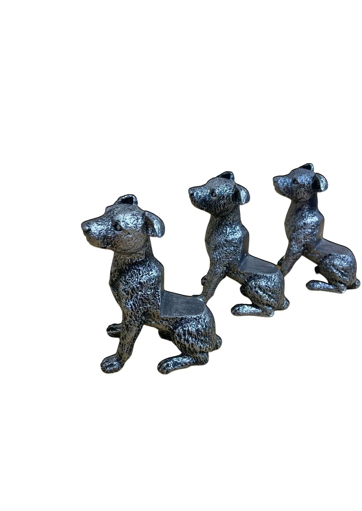 Set of Silver Jack Russell Dog Pot Risers