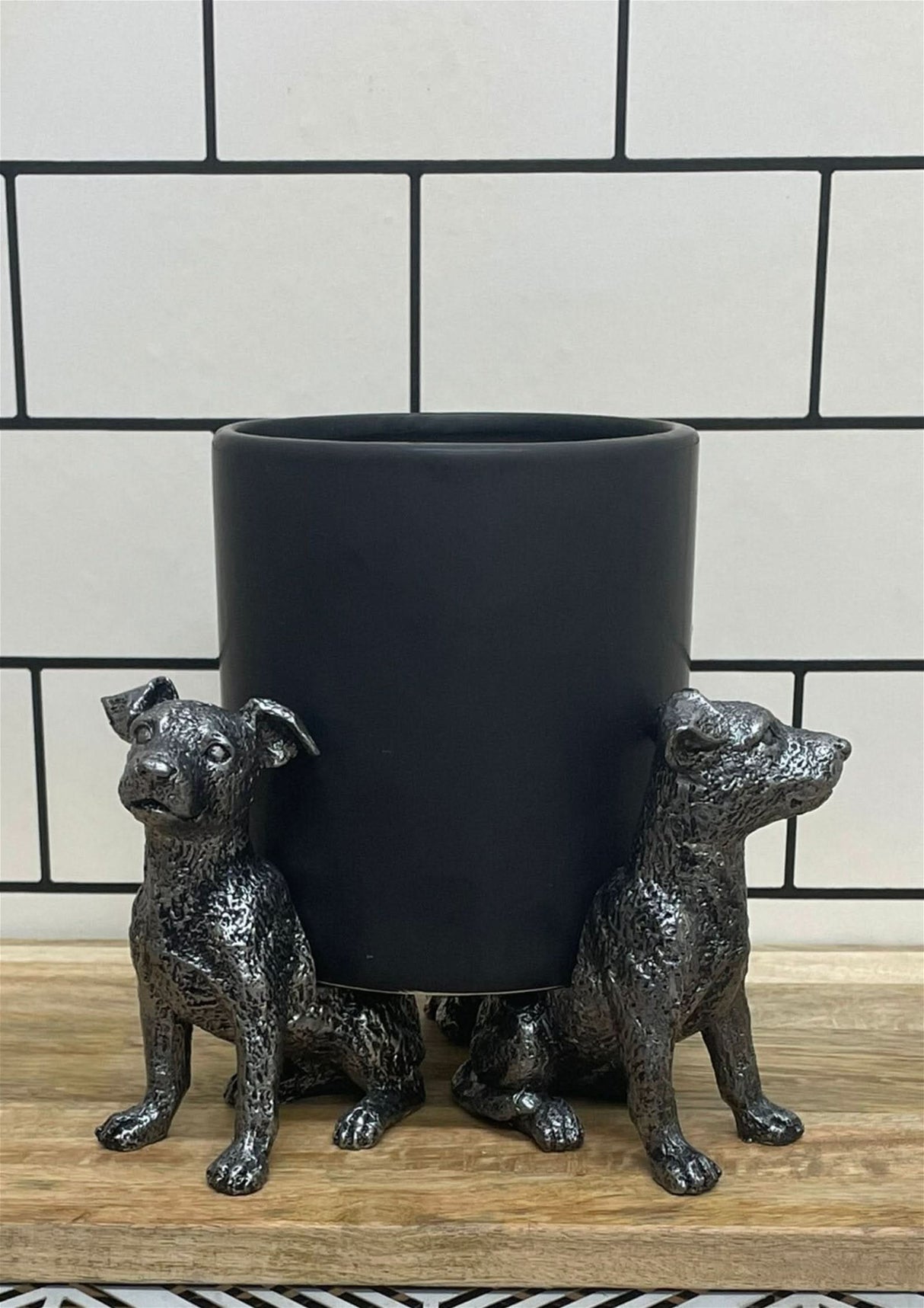 Set of Silver Jack Russell Dog Pot Risers