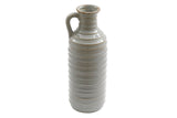 Ceramic Grey Ribbed Vase with Handle – 34cm