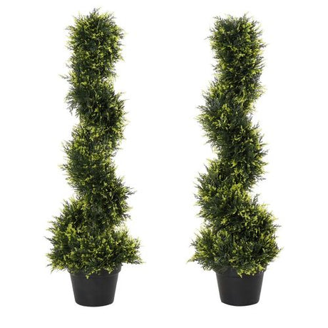 Set of 2 Artificial Spiral Topiary Trees