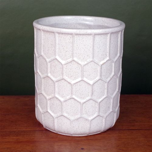 White Honeycomb Speckled Ceramic Planter