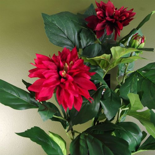 Artificial Dahlia Flowering Plant – Red