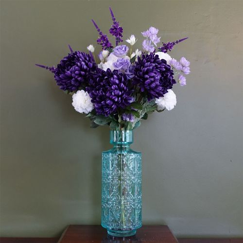 80cm Purple Chrysanthemum Arrangement with Vase