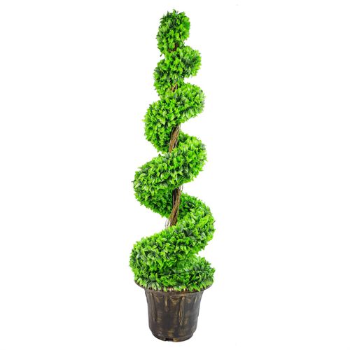 120cm Green Large Leaf Spiral Tree with Decorative Planter
