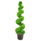120cm Green Large Leaf Spiral Tree with Decorative Planter