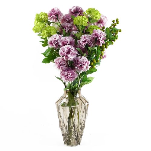 70cm Pink Carnation Display with Glass Vase