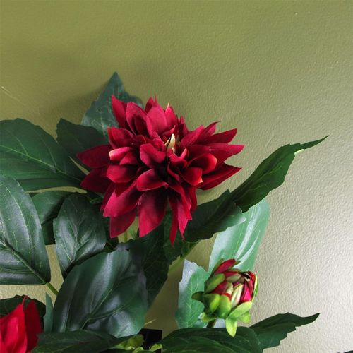 Artificial Dahlia Flowering Plant – Red