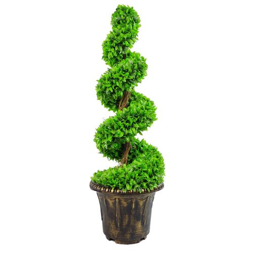 120cm Green Large Leaf Spiral Tree with Decorative Planter