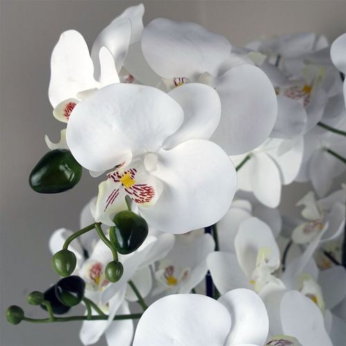 50cm Artificial Orchid with Glass Planter – White