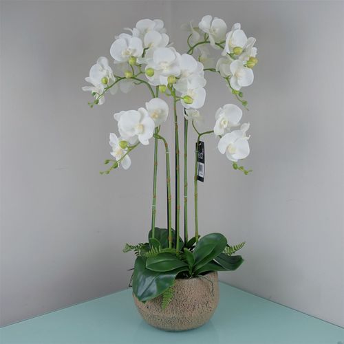 80cm Large Orchid White Artificial 41 REAL TOUCH flowers