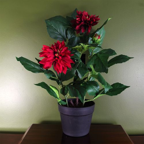 Artificial Dahlia Flowering Plant – Red
